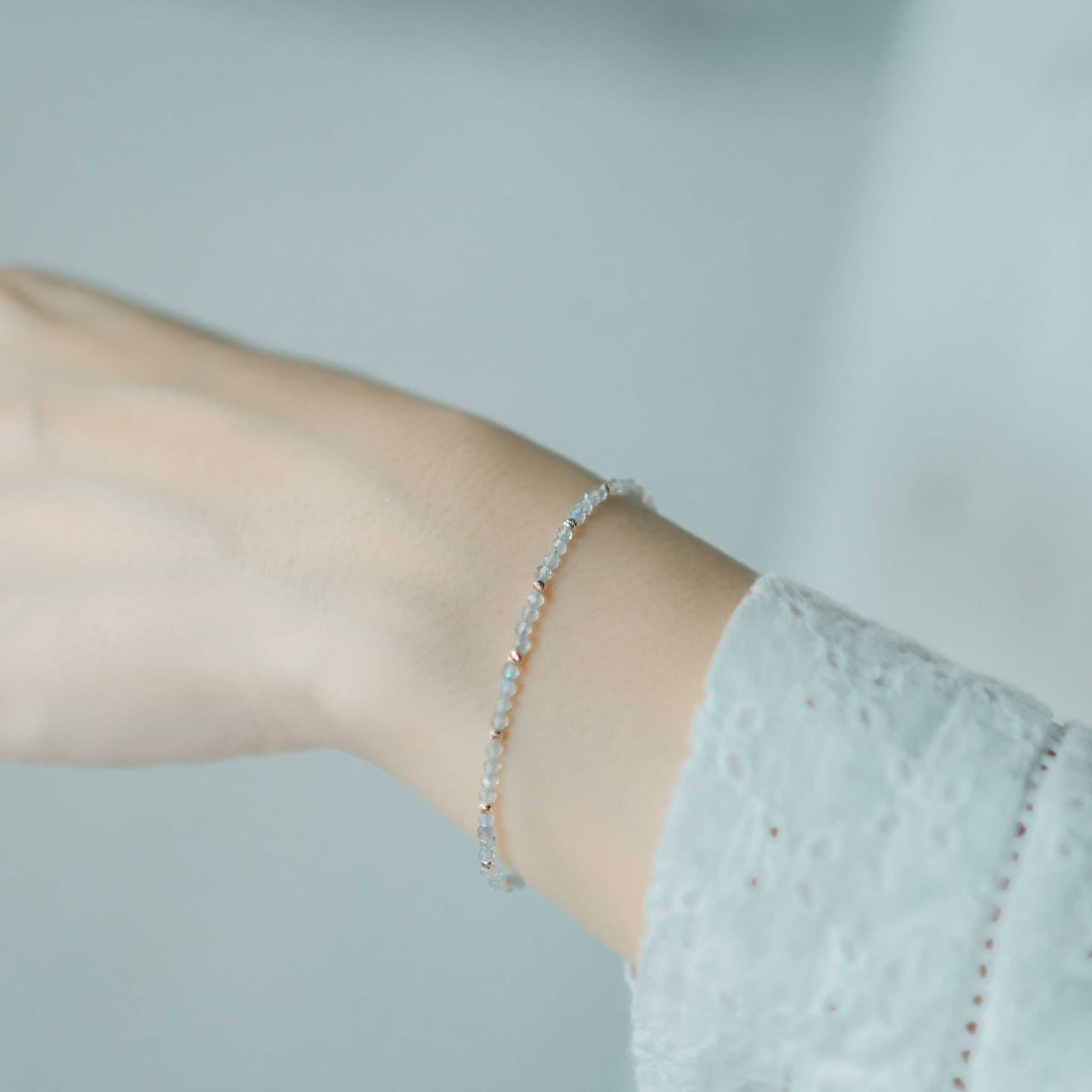 14K cutting ball拉長石手工手環