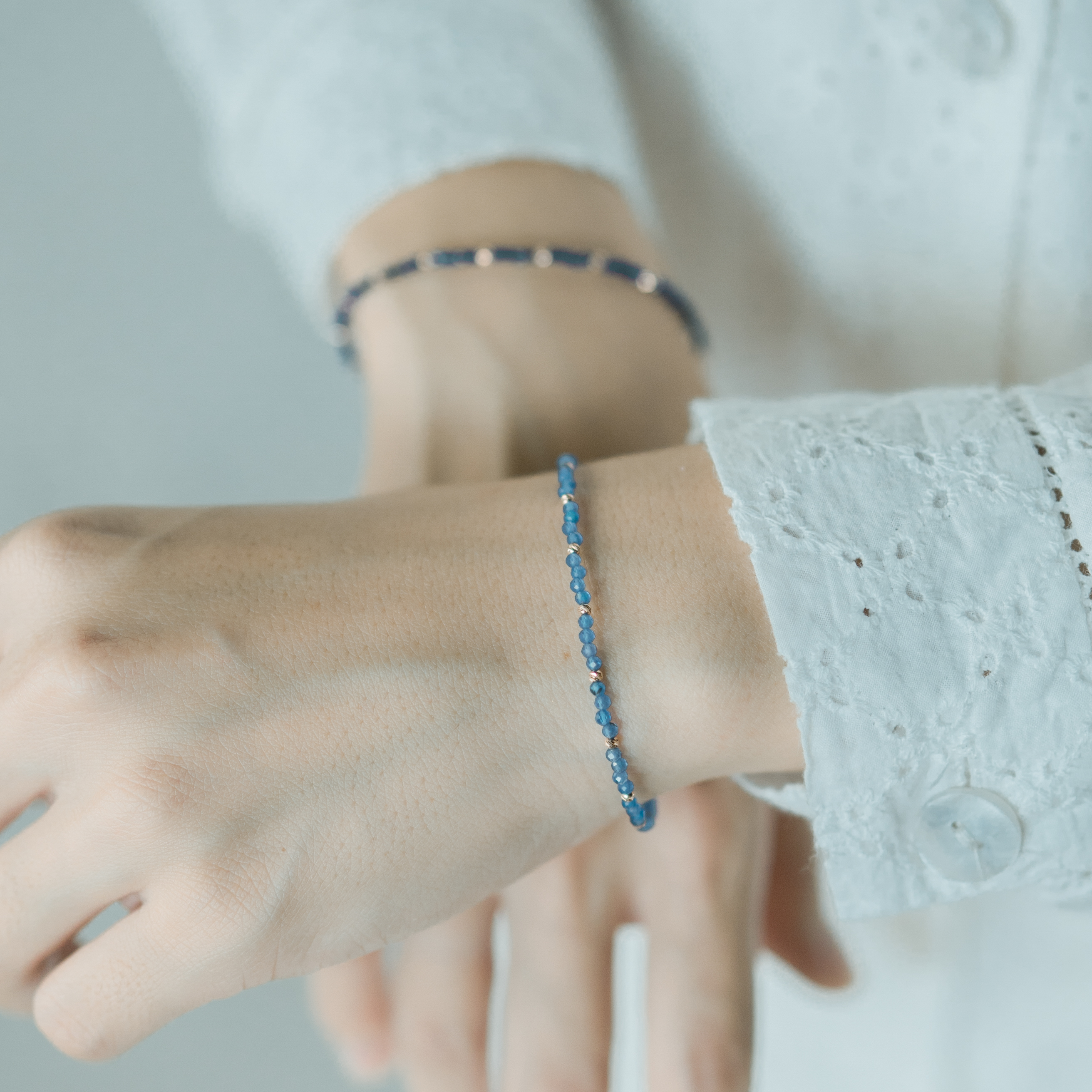 14K cutting ball海藍玉髓手工手環