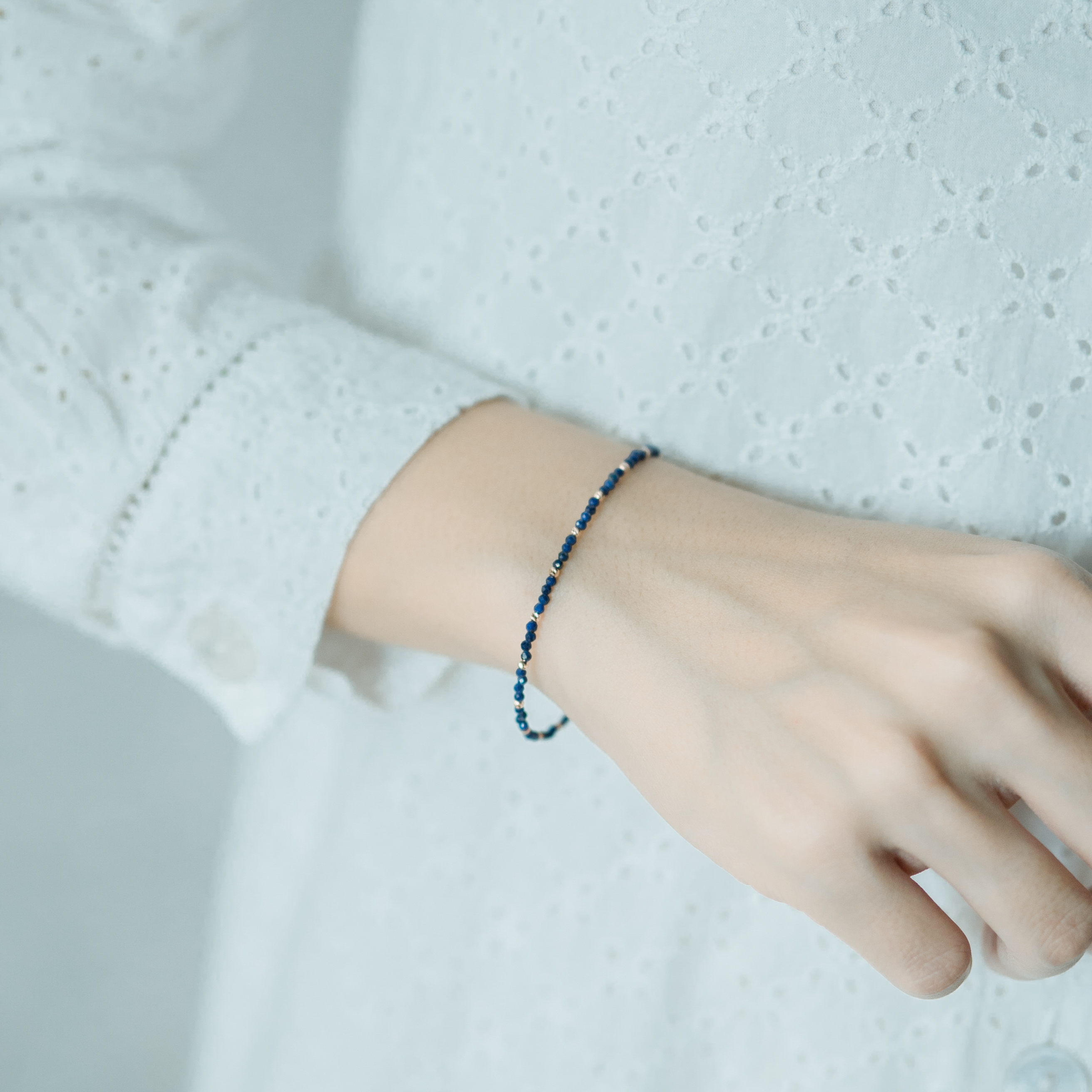 14K cutting ball青金石手工手環