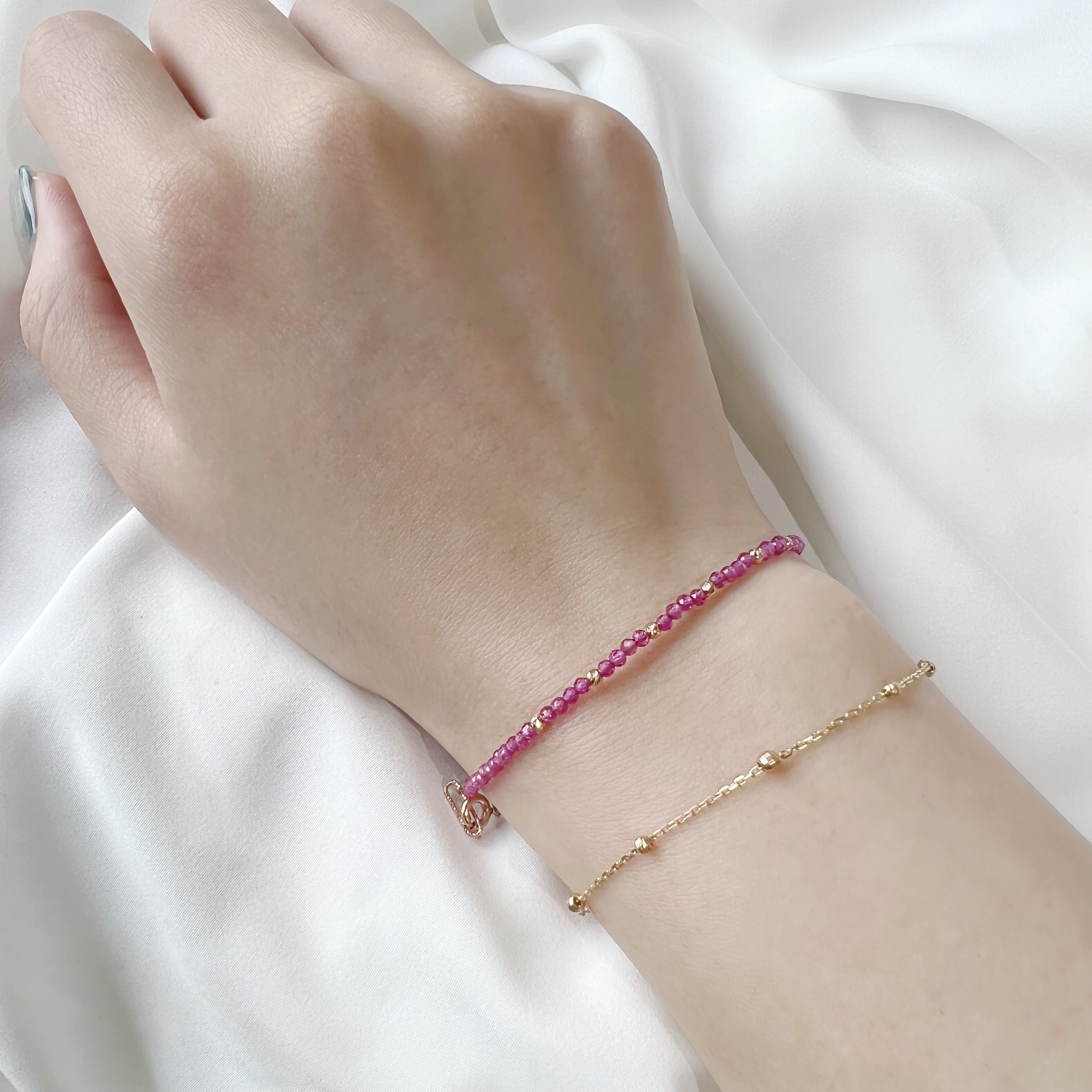 14K cutting ball紅寶石手工手環