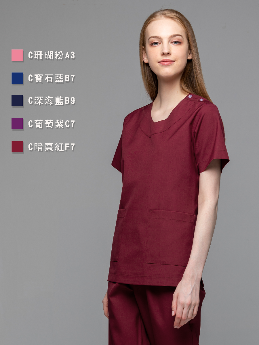 【 C709-F7 】女刷手上衣-C經典布-暗棗紅