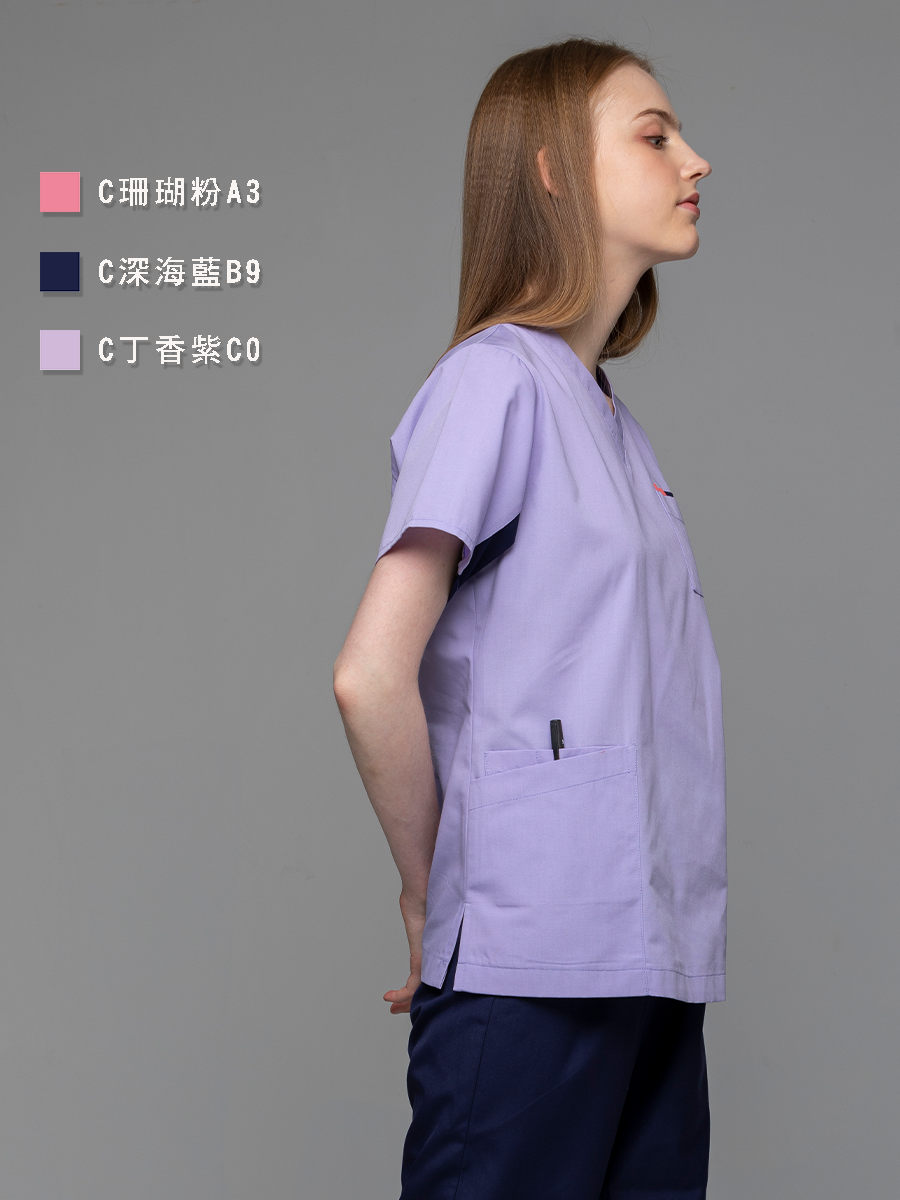 【 C714-C0 】女刷手上衣-C經典布-丁香紫
