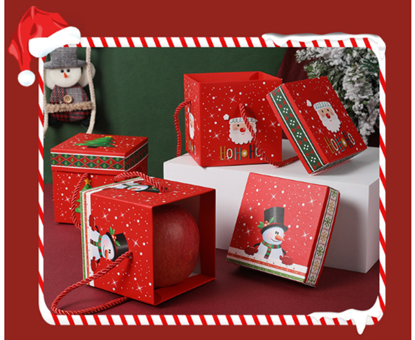 聖誕節四角天地蓋手提禮盒 M8283