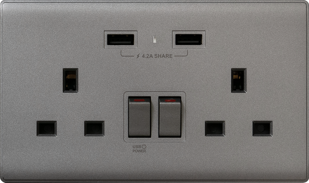 【碳灰】M2K USB 孖蘇《4.2A》色彩系列