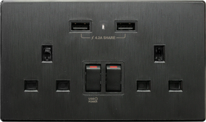 【牆紙紋黑色】M2K USB 孖蘇《4.2A》