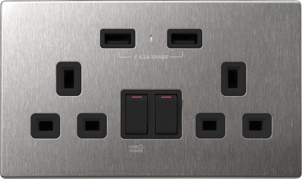 【不銹鋼黑色】M2K USB 孖蘇 《4.2A》