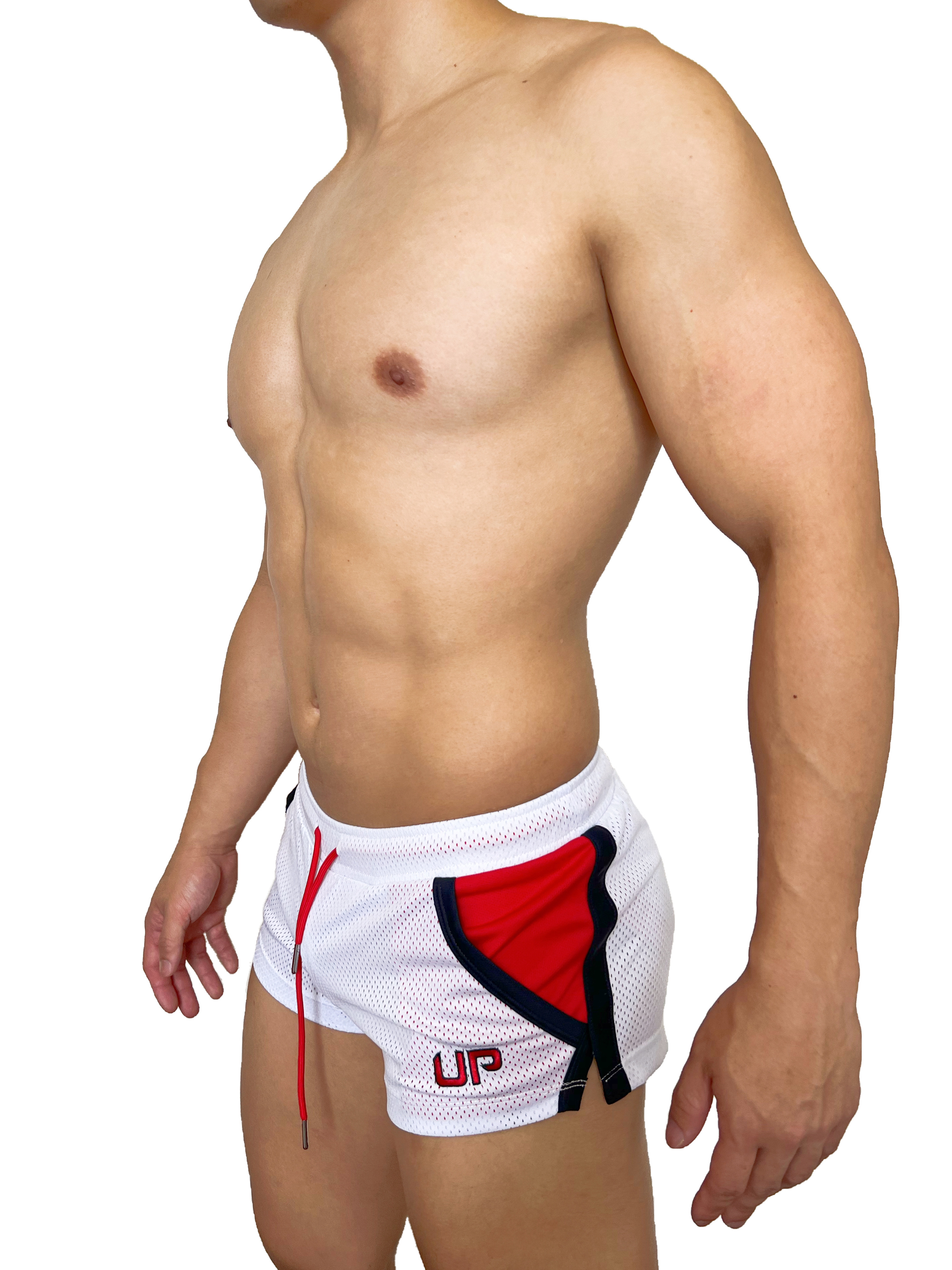 Mesh UP 2.0 超短運動褲 透視白/糖果紅