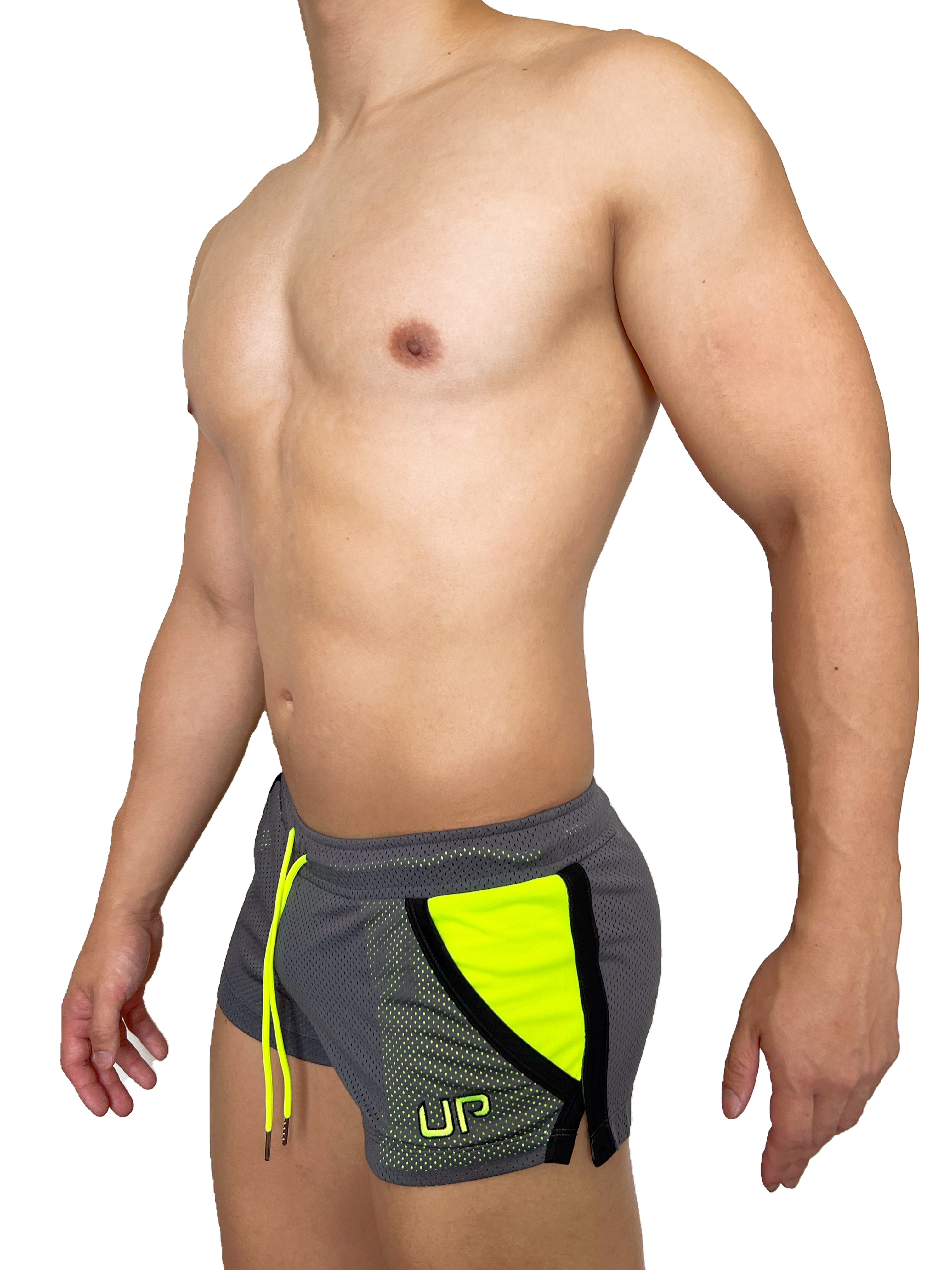 Mesh UP 2.0 超短運動褲 亮炭灰/螢光綠