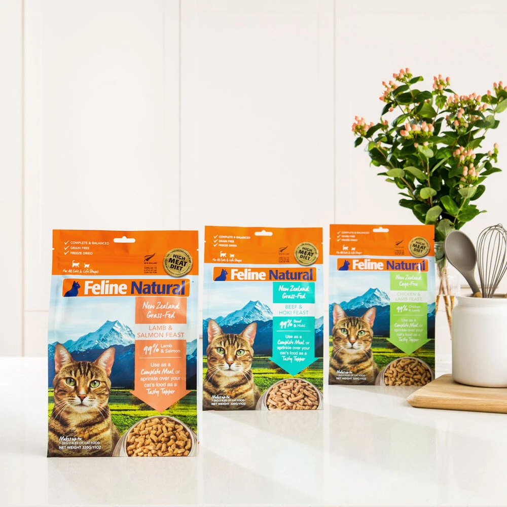 Feline Natural - F9 脫水鮮肉凍乾貓糧 320g (牛肉+藍尖尾鱈魚)