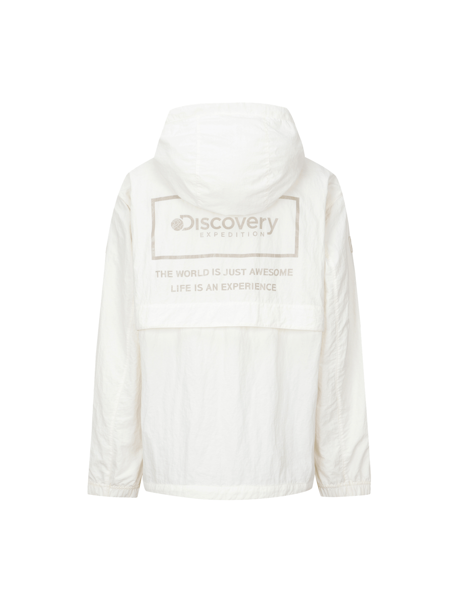 Discovery Wording Point 連帽夾克風衣 外套 白色 男女款