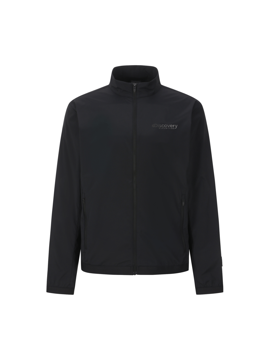 Discovery 輕便 基本款 小LOGO  高領 風衣 外套 黑色 男