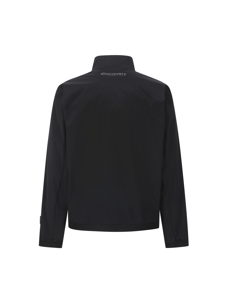 Discovery 輕便 基本款 小LOGO  高領 風衣 外套 黑色 男