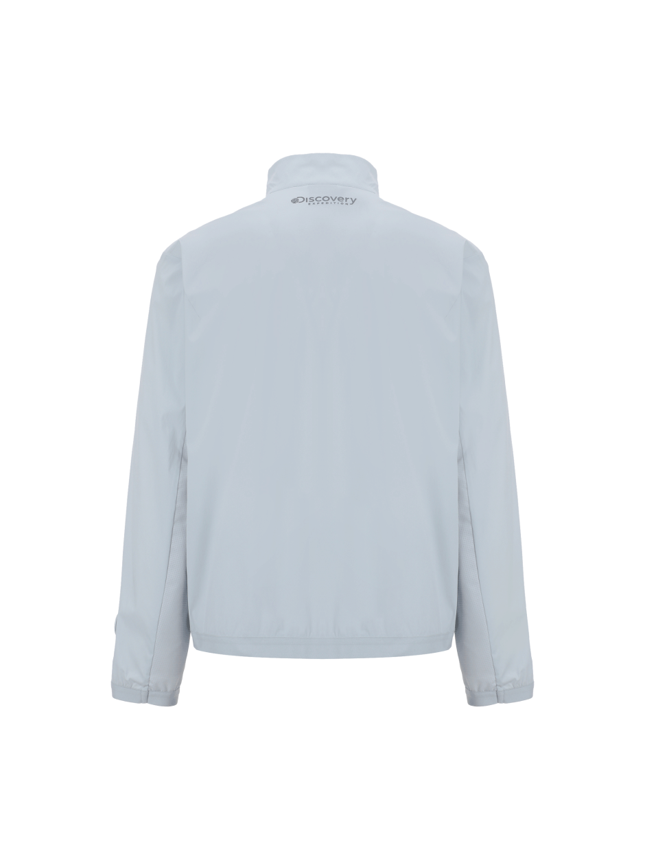 Discovery 輕便 基本款 小LOGO  高領 風衣 外套 水藍色 男