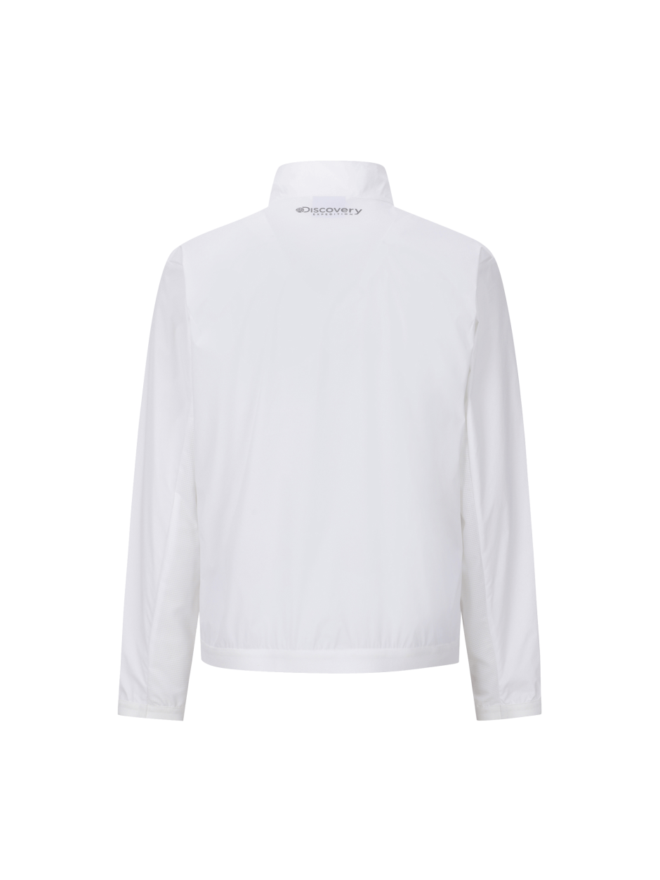 Discovery 輕便 基本款 小LOGO  高領 風衣 外套 白色 男
