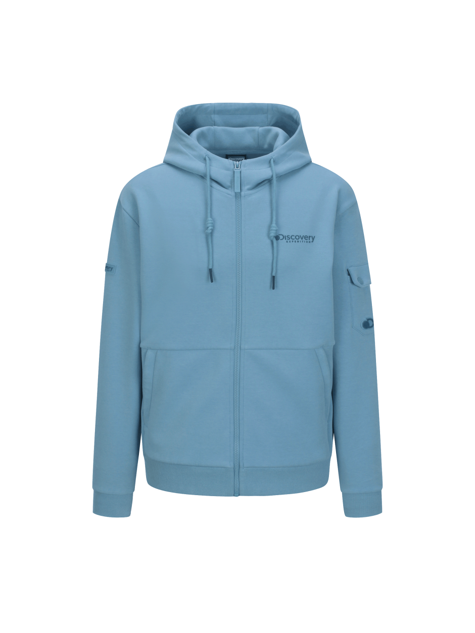 Discovery 連帽 日常 兩層式 訓練夾克 風衣 外套 藍色 男