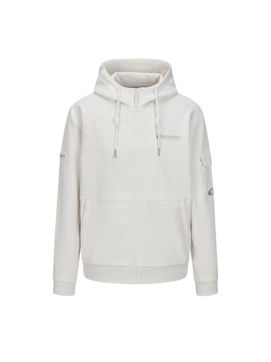 Discovery 連帽 日常 兩層式 訓練夾克 風衣 外套 象牙白色 男