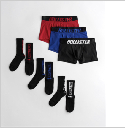 Hollister 海鷗 四角內褲三件組+長襪三件組