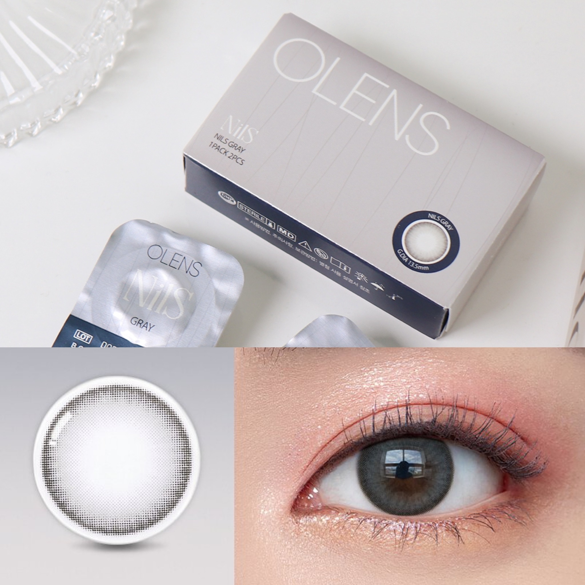 「1+1｣ OLENS Nils Series #Gray 1month/ 2p