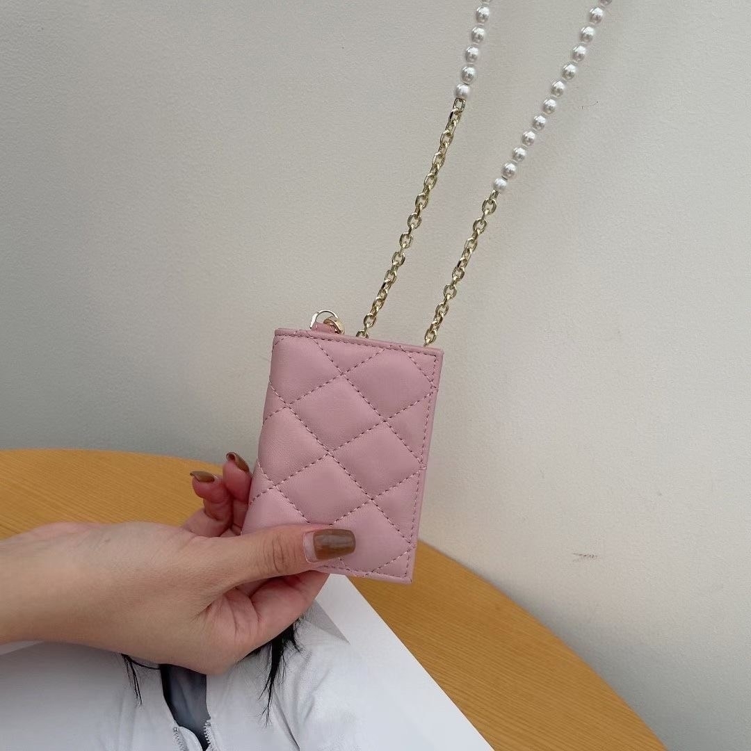 真皮菱格小卡夾