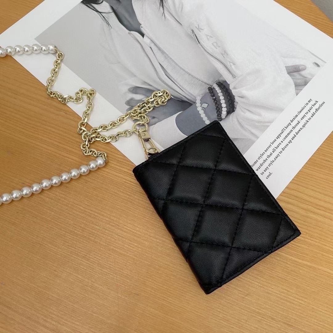 真皮菱格小卡夾