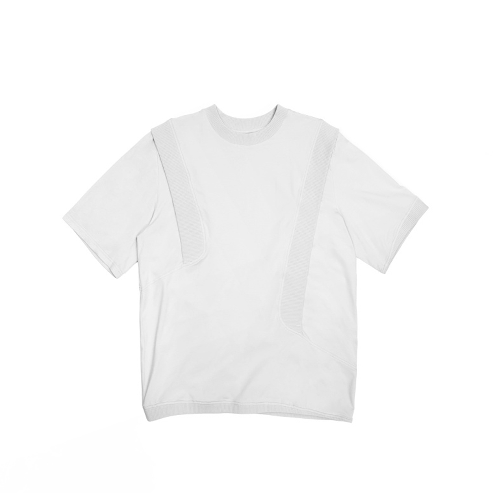羅紋剪接Tee-白