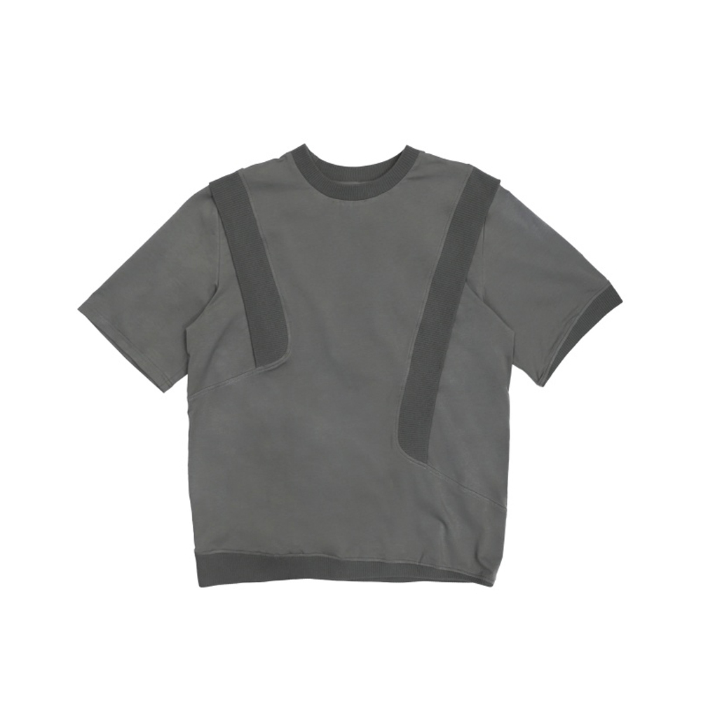 羅紋剪接Tee-深灰