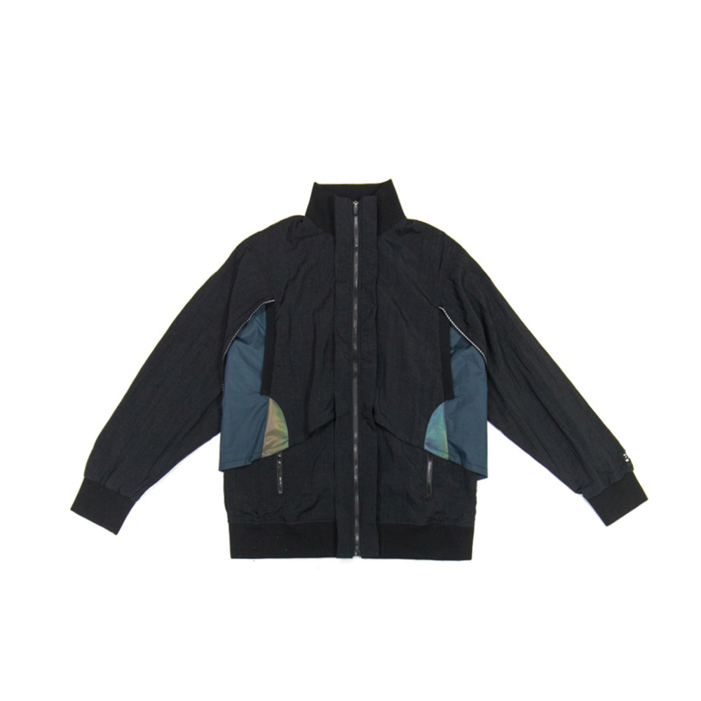 立領後透氣變異夾克-黑