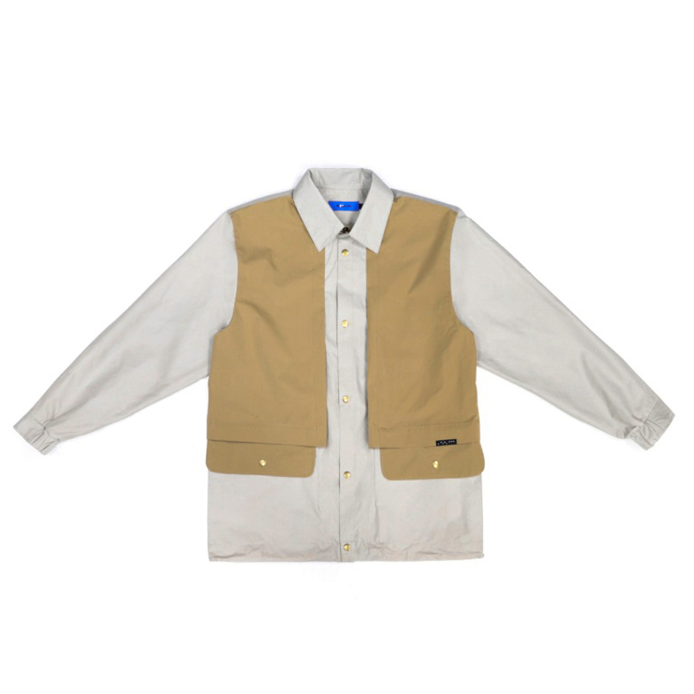 前後活片通風夾克-淺灰