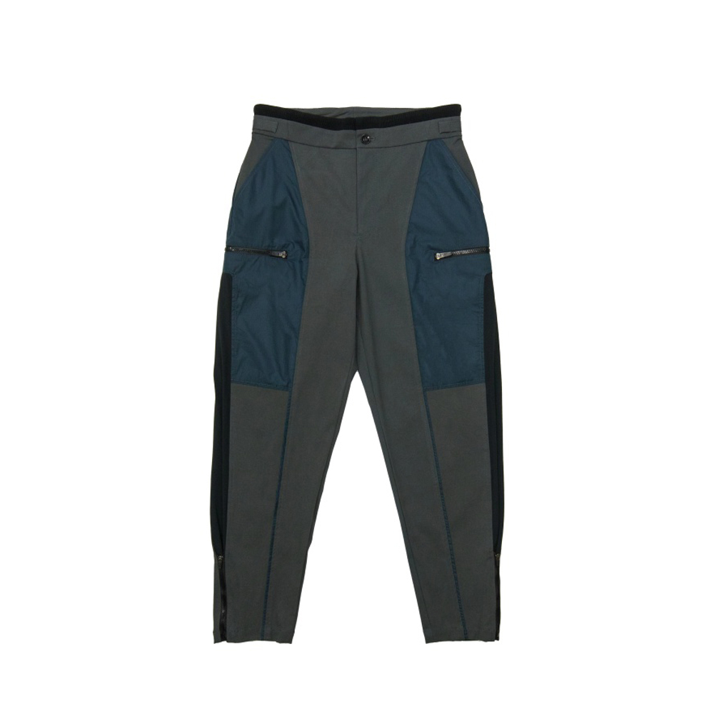 腰羅紋多拼接長褲-灰