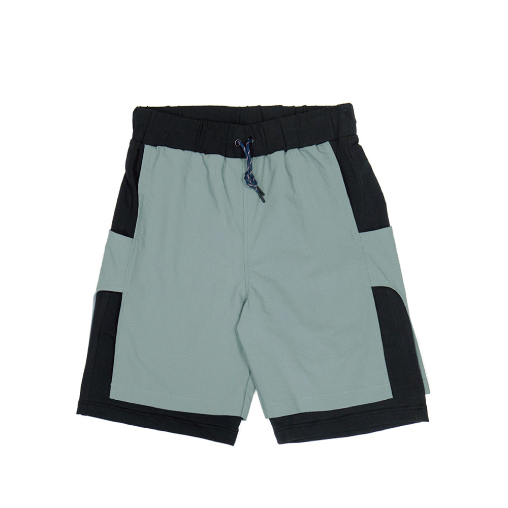 活片壓線短褲-淺藍