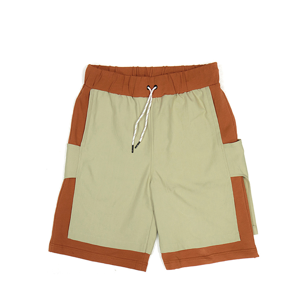 活片壓線短褲-卡其