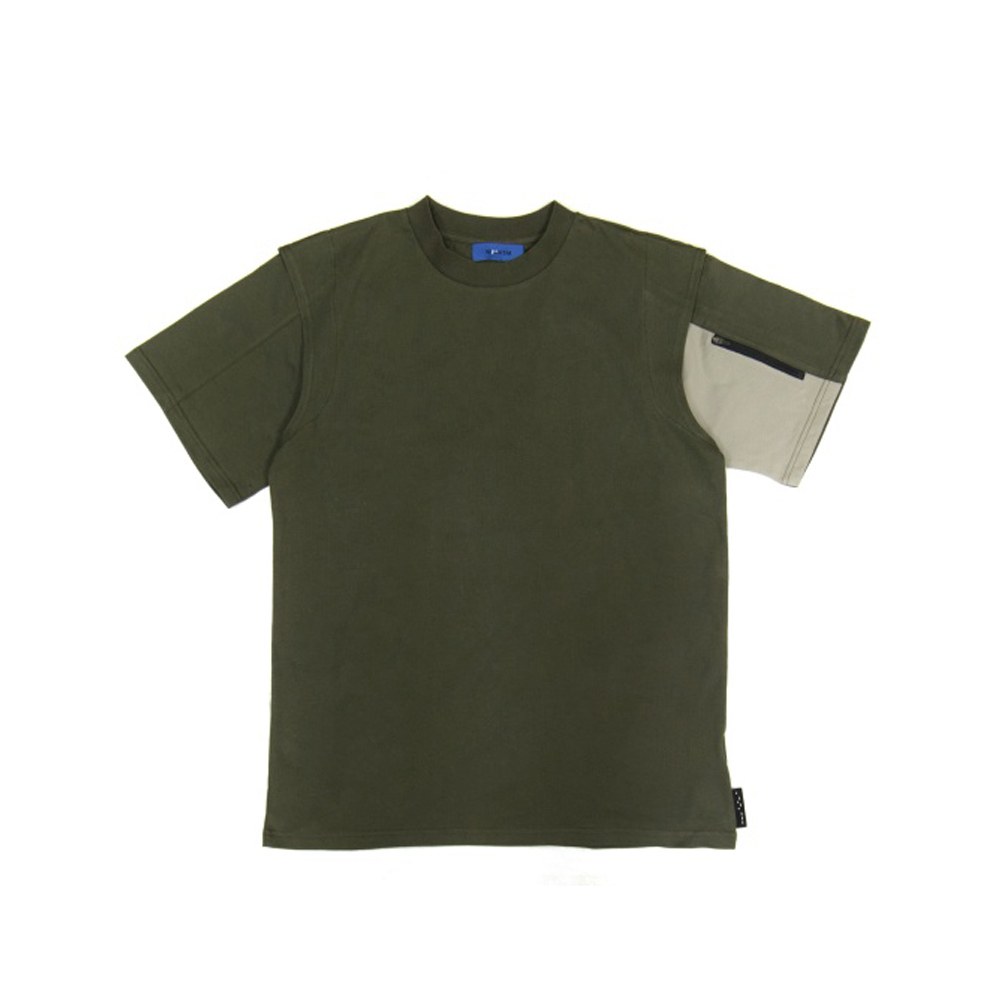 袖口袋撞色上衣-墨綠