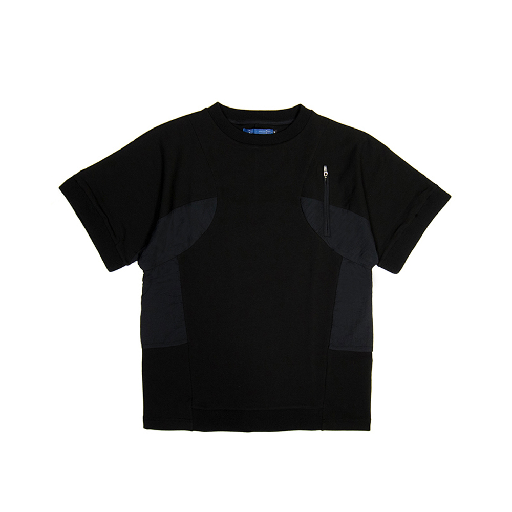 寬鬆羅紋袖上衣-黑