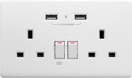 【光面白色】M2K USB 孖蘇《4.2A》