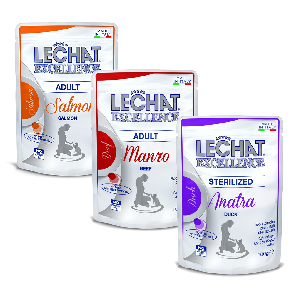 【Excellence卓越】無榖貓餐包100g 牛肉/鮭魚/鴨肉 (成貓/結紮貓) 24入