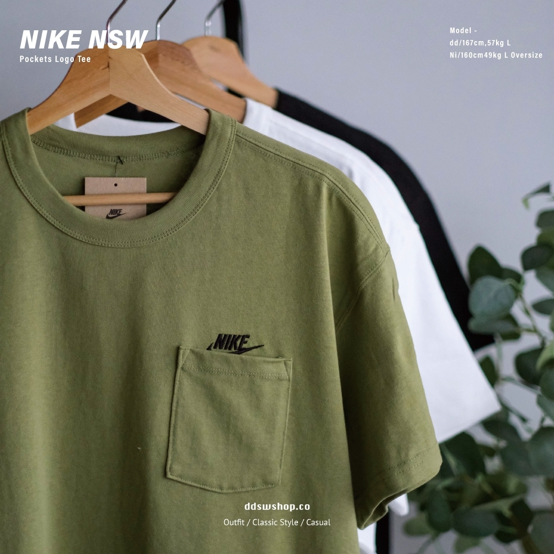Nike NSW 短袖 厚磅 刺繡口袋 Tee 黑色 DQ9296-010 白色 DQ9296-100 綠色 DQ9296-334