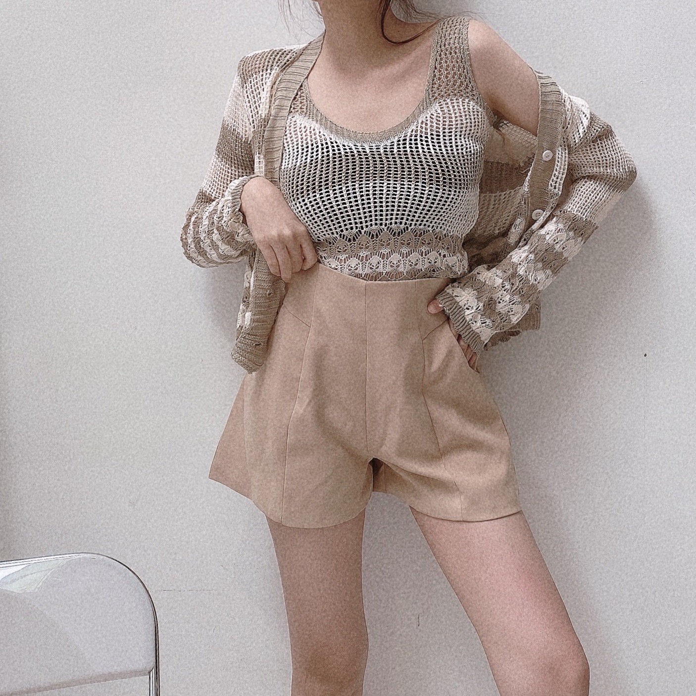 緹花撞色勾針兩件式外套/【C02290601】