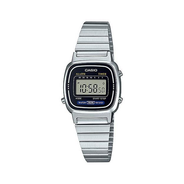 Casio LA670WA 1 Ladies Silver Digital Vintage Watch