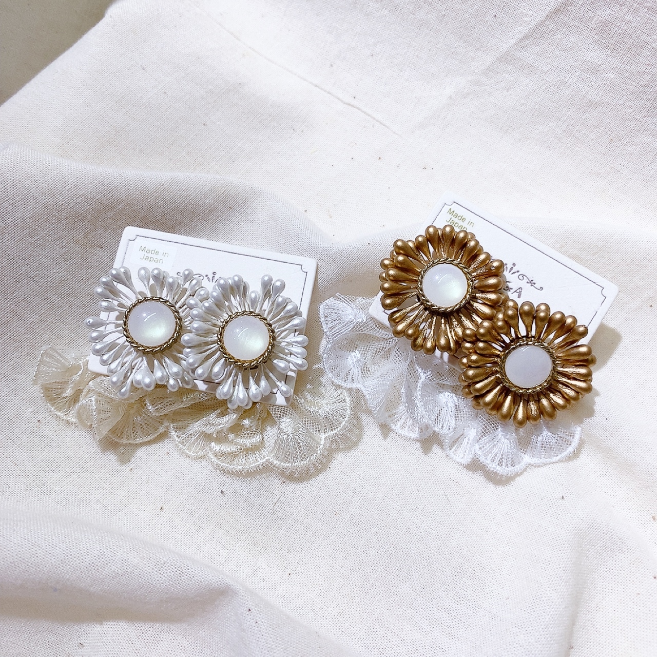[日本制] 復古蕾絲大花耳環 (網站限定優惠)