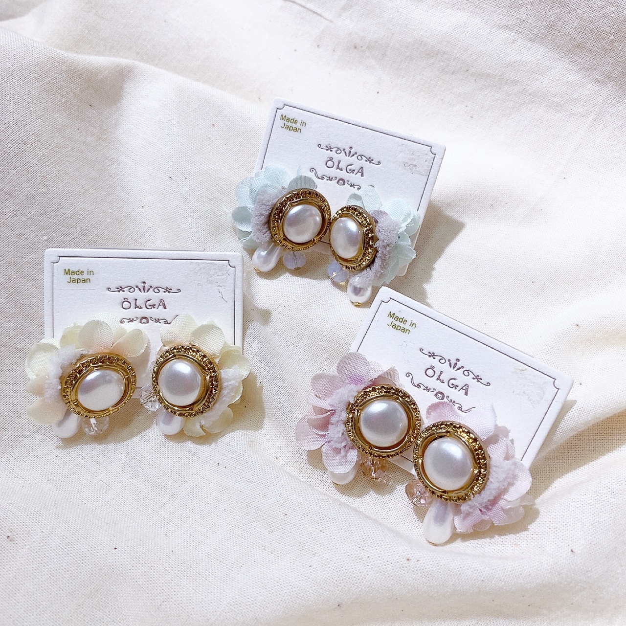 [半價]日本制|人造花復古珍珠耳環[網站限定優惠]