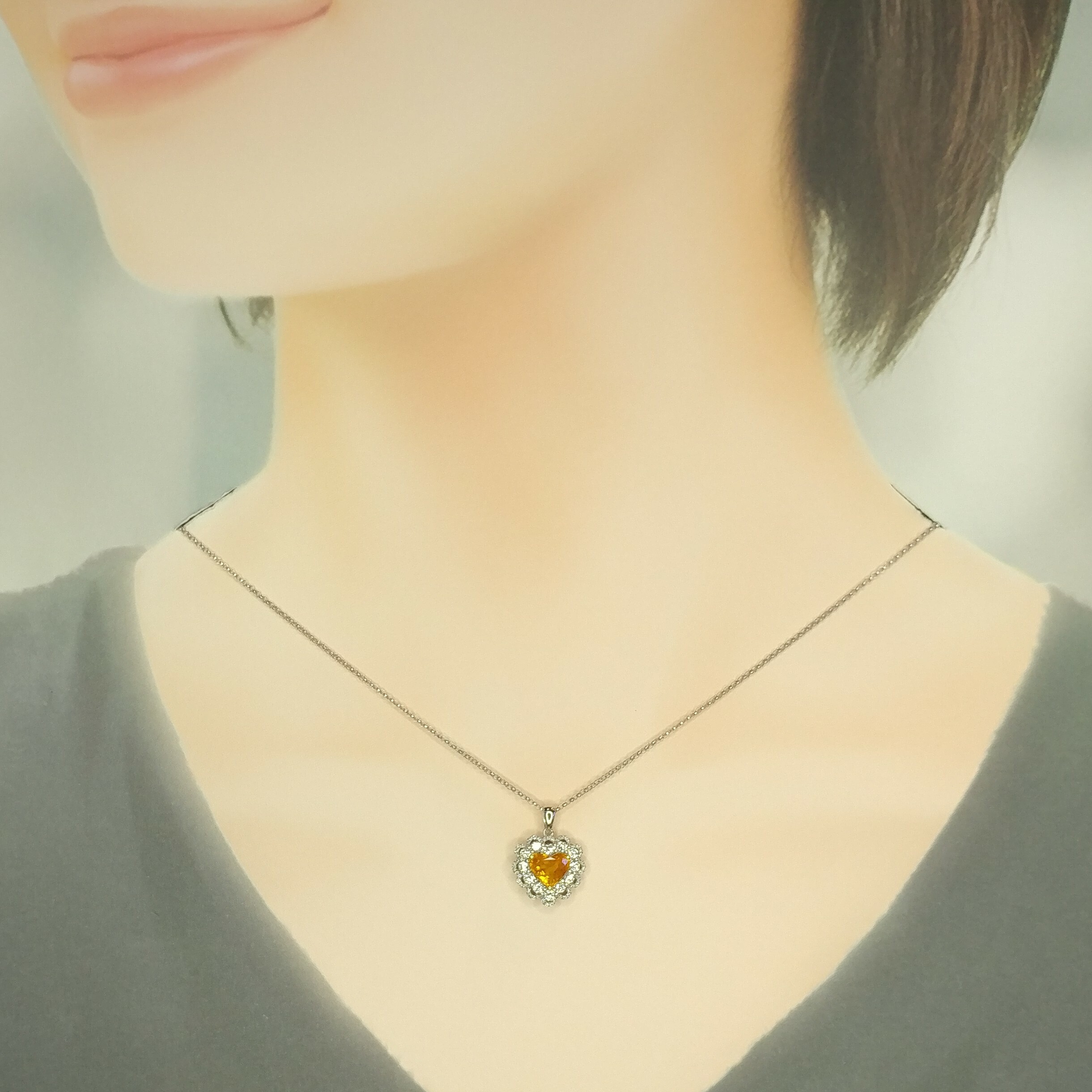 18K Gold 1.02ct Sapphire and Diamond Pendant