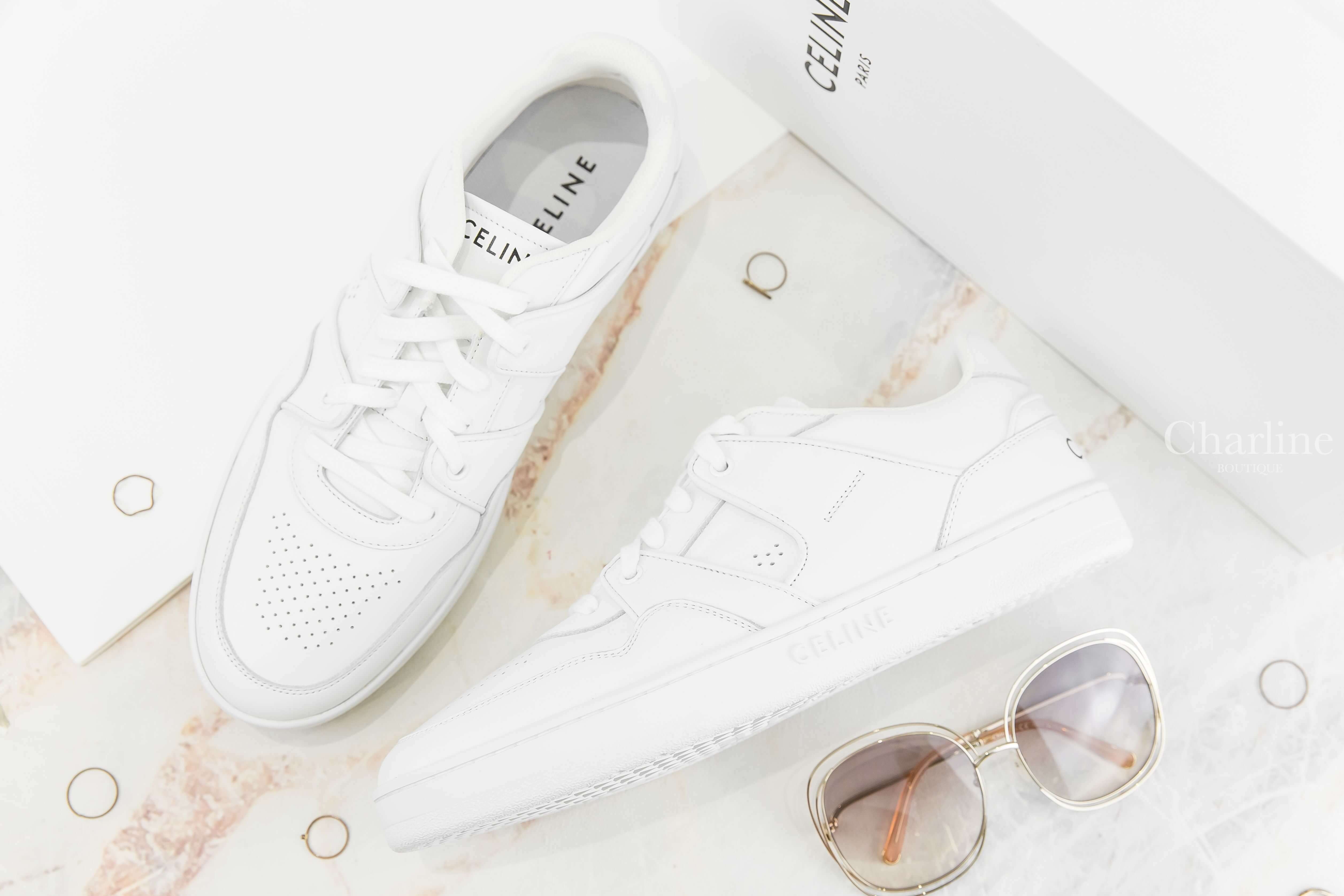 Celine CT-04 Celine Trainer Low Lace-up Sneaker In Calfskin 光學白黑字後跟小牛皮低筒運動鞋-Charline Boutique 精品代購