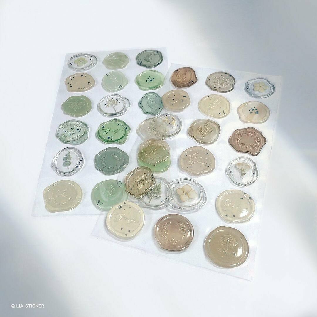 粉色 銀箔 透明感 封蠟印章貼紙｜日本Q-LiA