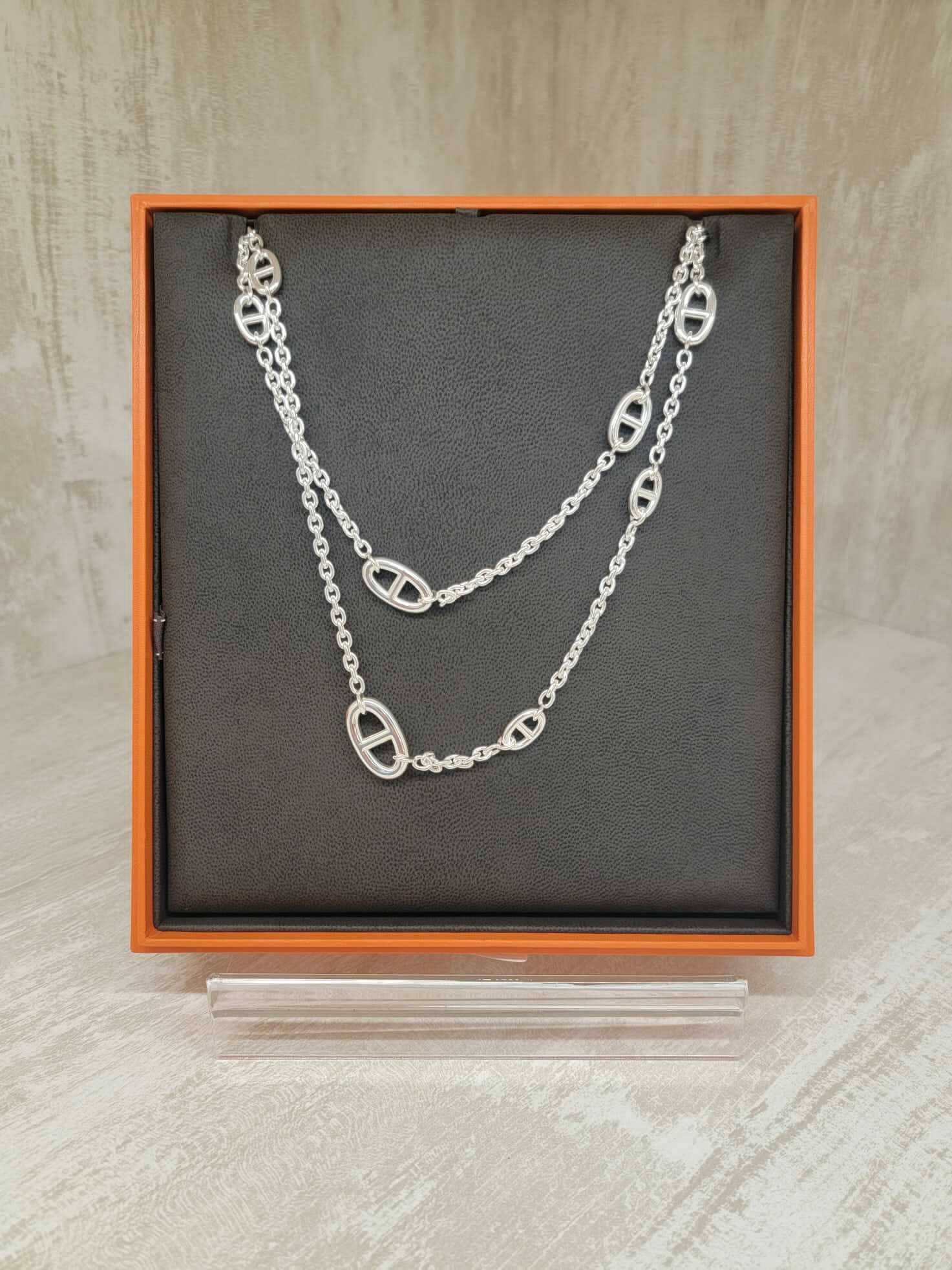 Hermes 925 FARADOLE long Necklace 80/120/160CM 純銀 豬鼻頸鏈