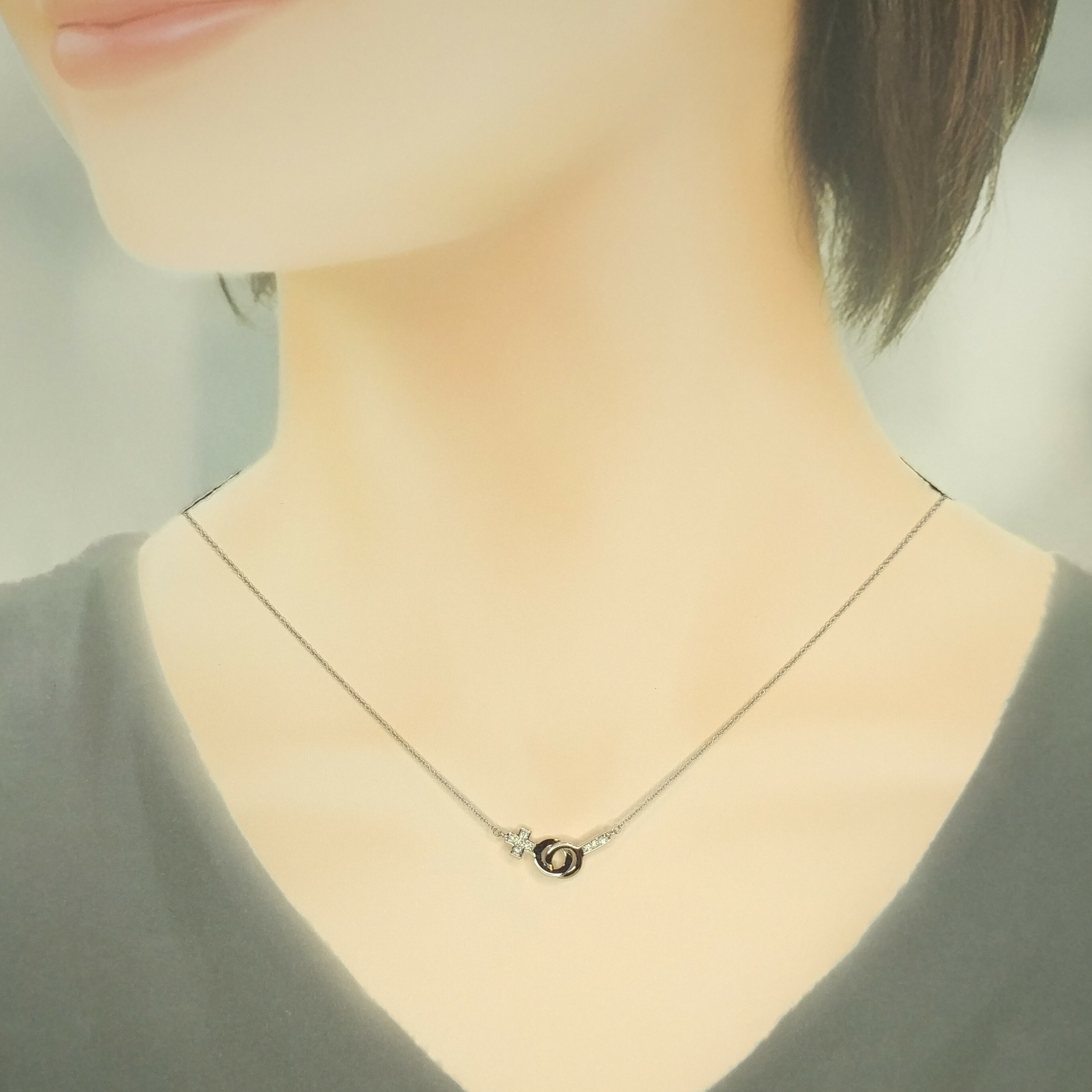 全新18K白金5份鑽石頸鍊