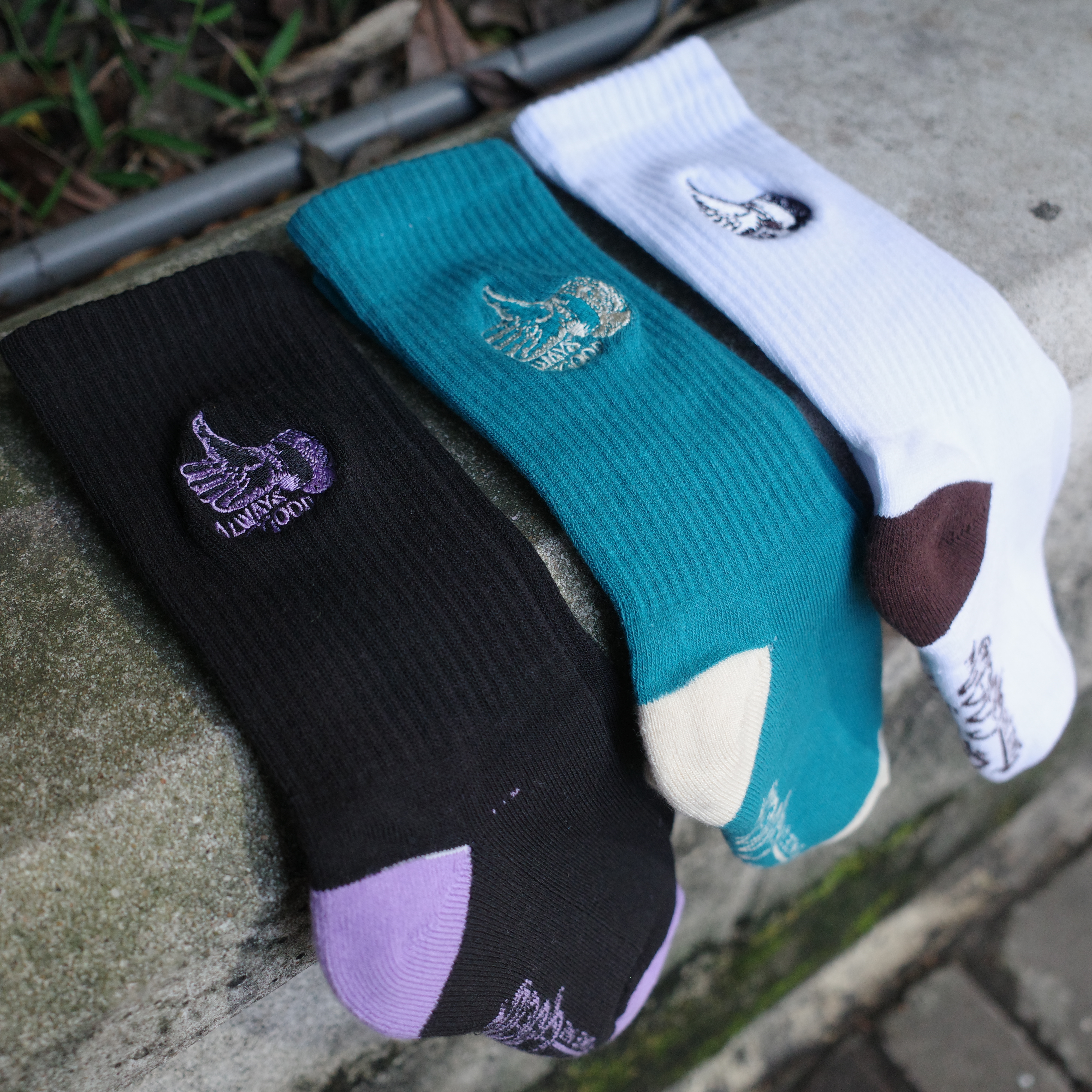 『Always_Good』撞色 定番 LOGO 刺繡 長襪