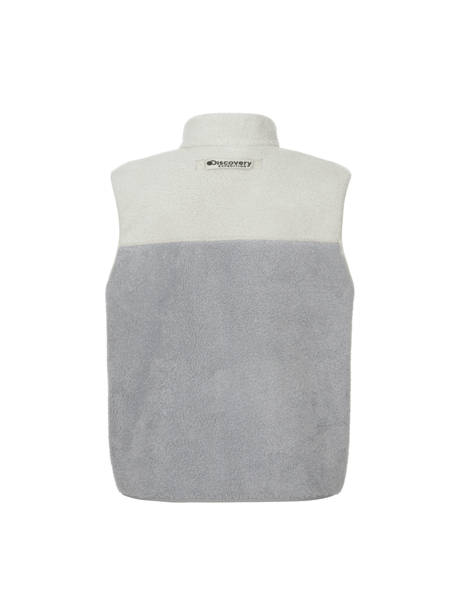 Discovery 拼色抓絨 背心 夾克 側口袋 百搭 藍