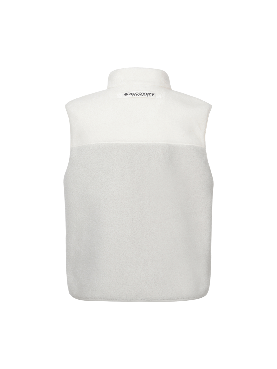 Discovery 拼色抓絨 背心 夾克 側口袋 百搭 淺灰