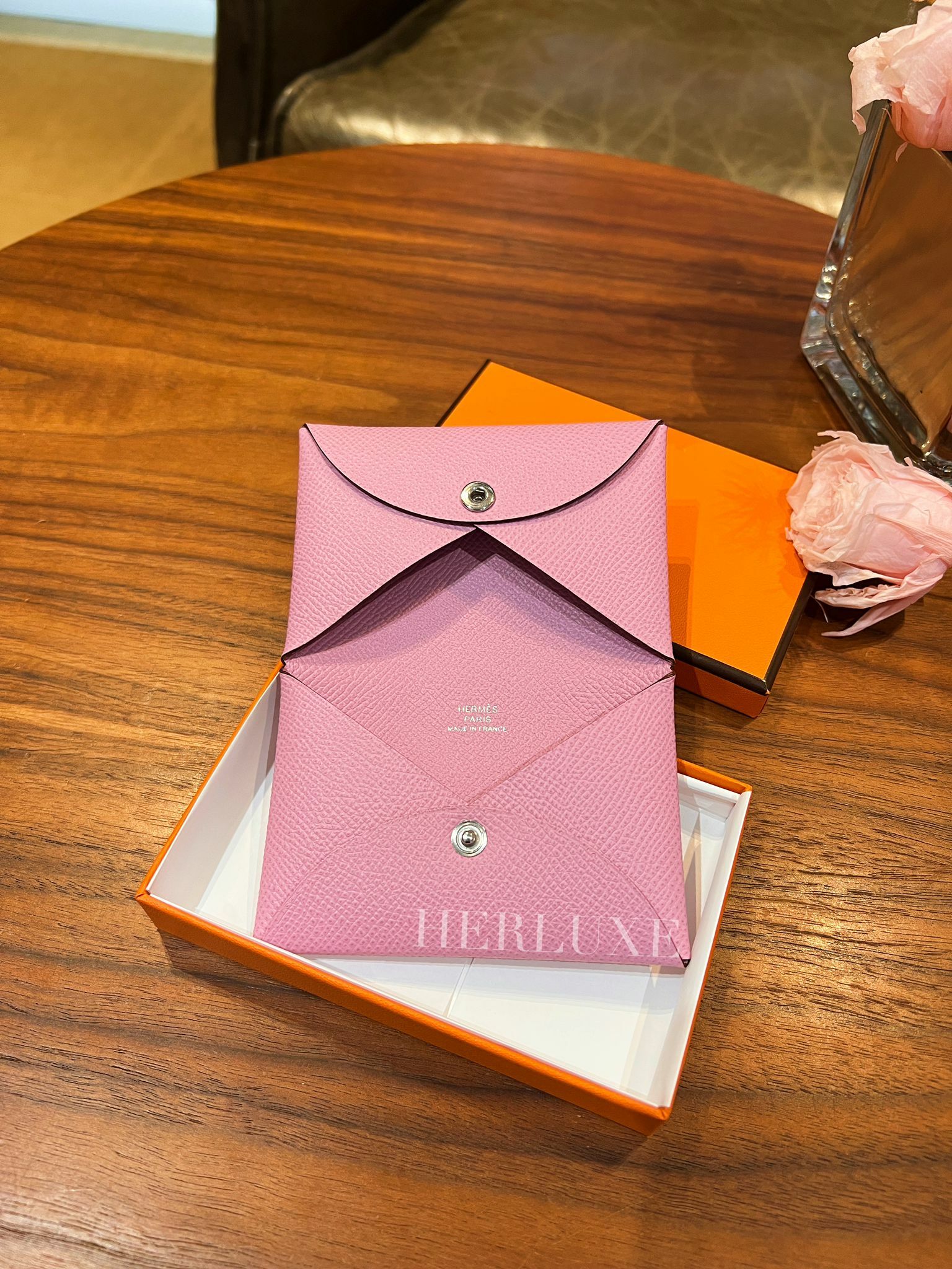 Calvi card holder X9 mauve sylvestre epsom