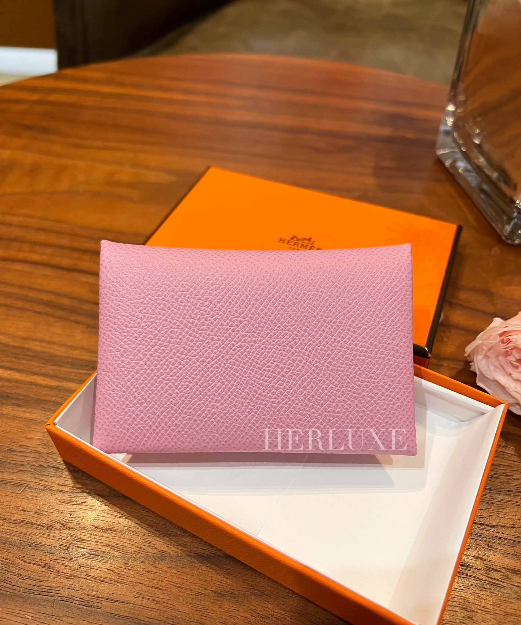 Calvi card holder X9 mauve sylvestre epsom